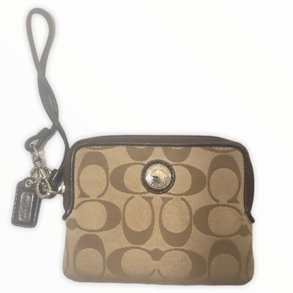 Coach brown signature wristlet